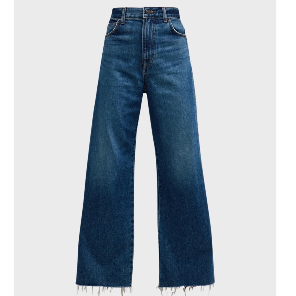 Veronica Beard Taylor High Waist Raw Hem Wide Leg Jeans Size 28